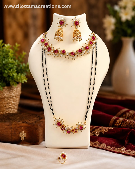 Royal Ruby and Pearl Mangalsutra Set