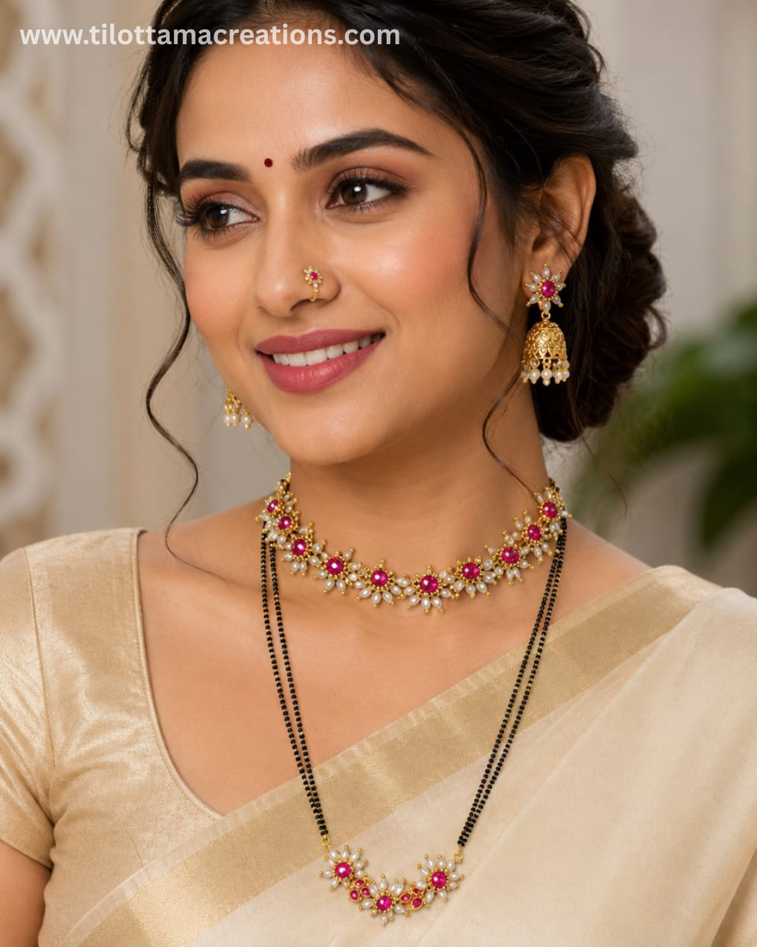 Royal Ruby and Pearl Mangalsutra Set