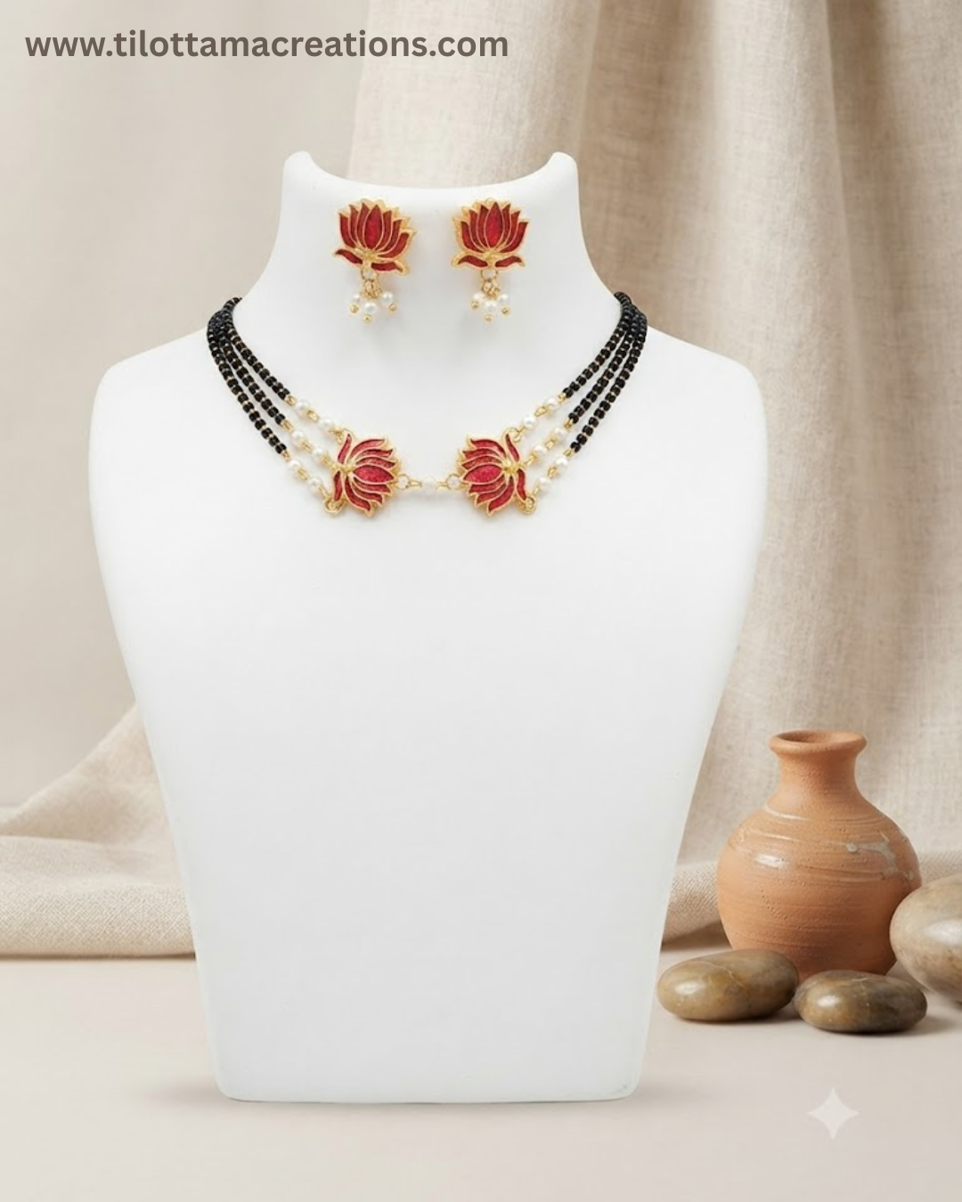 Ruby Lotus Charm Mangalsutra Set