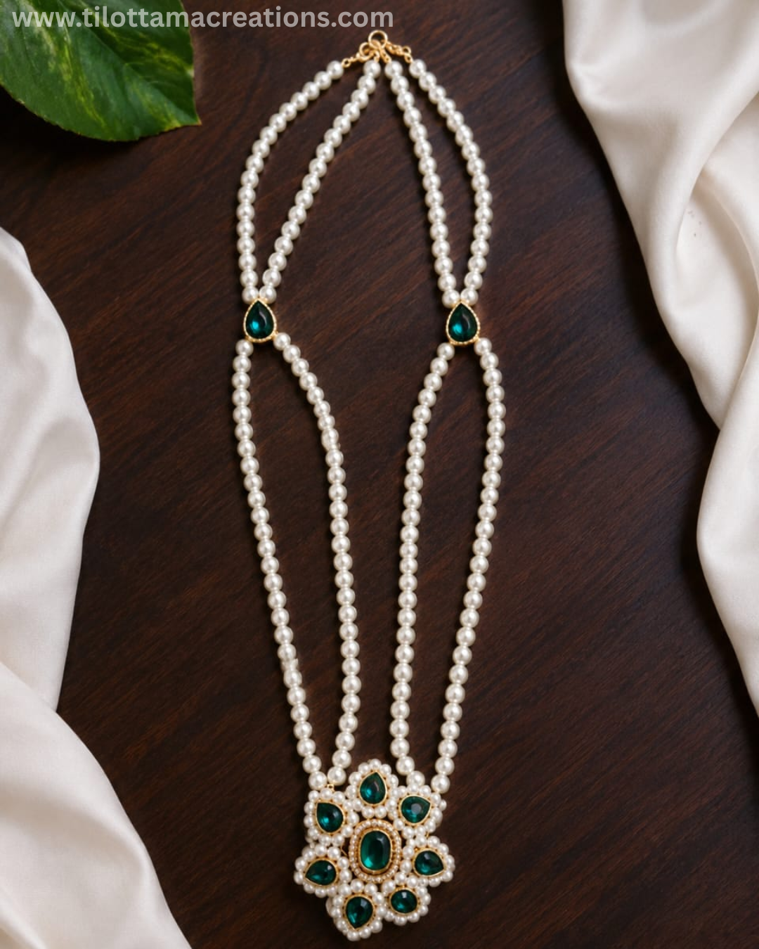 Sacred Peacock Pearl Mala (Deity Garland)
