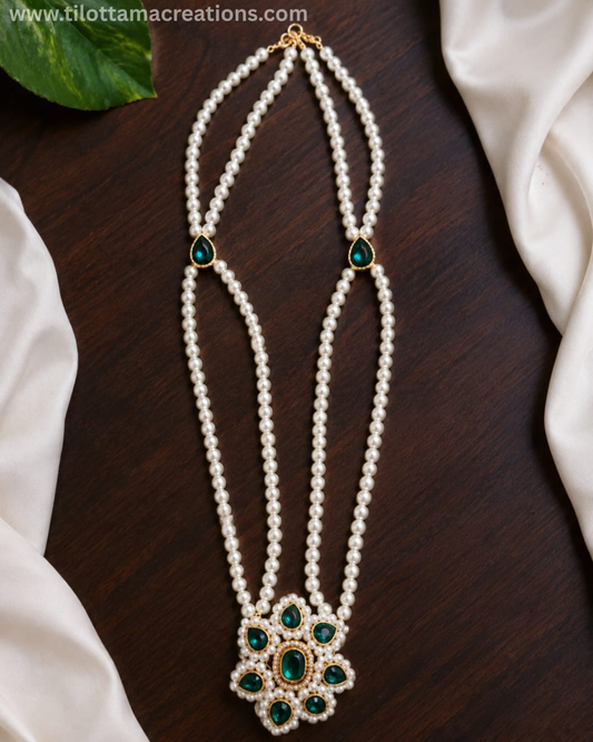 Sacred Peacock Pearl Mala (Deity Garland)