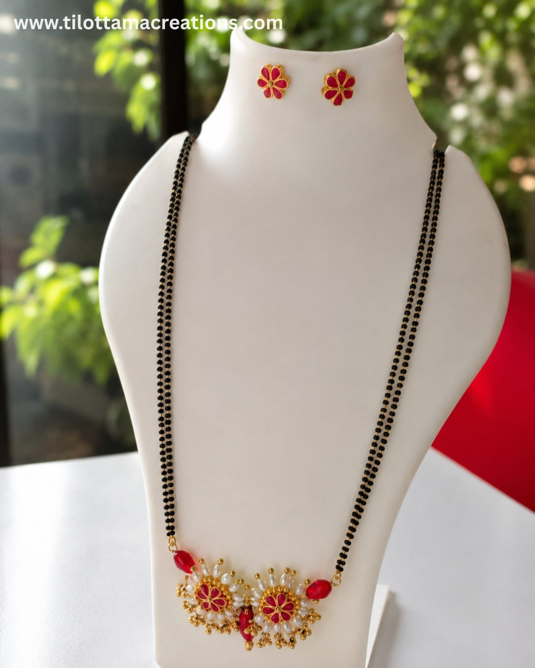 Crimson Blossom Dual-Strand Mangalsutra Set