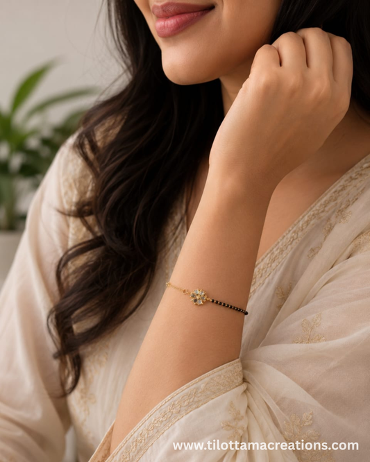 Delicate Floral Charm Mangalsutra Bracelet