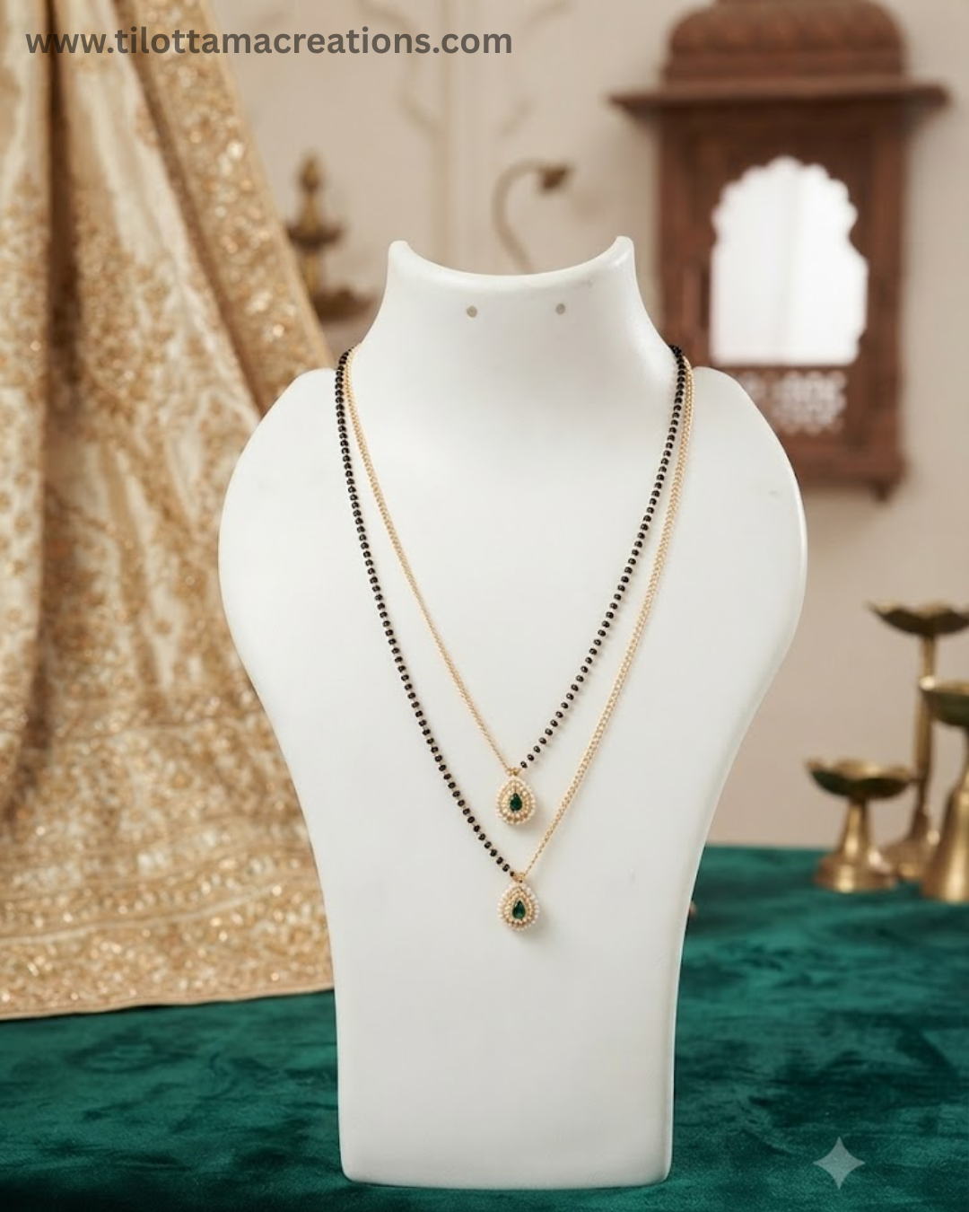 Emerald Teardrop Layered Mangalsutra